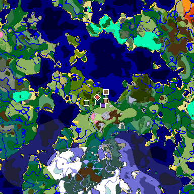 Predicted biome map of Java 1.20 seed -6461567944432701184 around estimated spawn