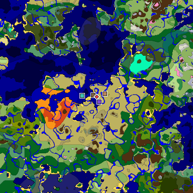 Predicted biome map of Java 1.20 seed -6628969685410160990 around estimated spawn