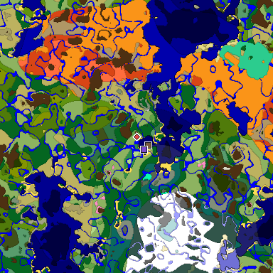 Predicted biome map of Java 1.20 seed 6752238275336204297 around estimated spawn