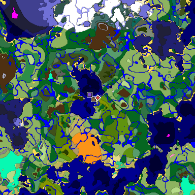 Predicted biome map of Java 1.20 seed 1308763833183400915 around estimated spawn