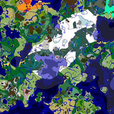 Predicted biome map of Java 1.20 seed -4222151868788187605 around estimated spawn
