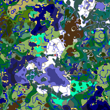 Predicted biome map of Java 1.20 seed -1368487987782403574 around estimated spawn