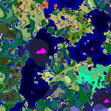 Predicted biome map of Java 1.20 seed -6925484284693554153 around estimated spawn