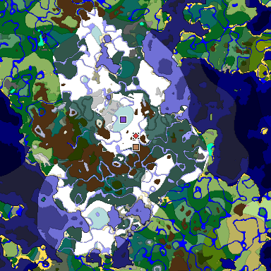 Predicted biome map of Java 1.20 seed 3770866973109468751 around estimated spawn