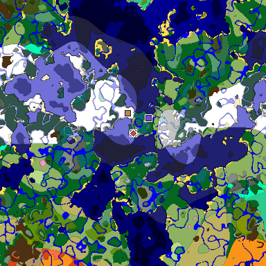 Predicted biome map of Java 1.20 seed 4223614494343836572 around estimated spawn