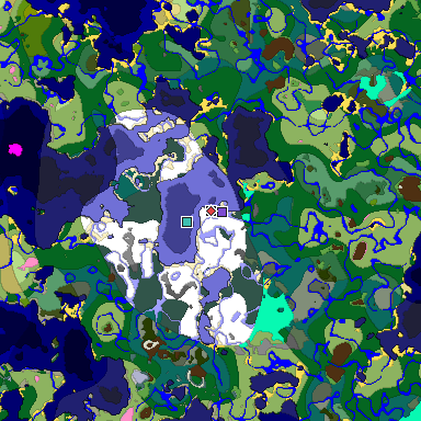 Predicted biome map of Java 1.20 seed -5273213431802044952 around estimated spawn