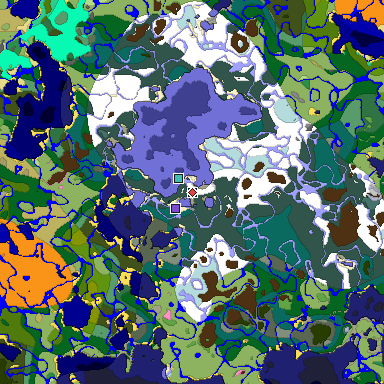 Predicted biome map of Java 1.20 seed 4163019671288892035 around estimated spawn