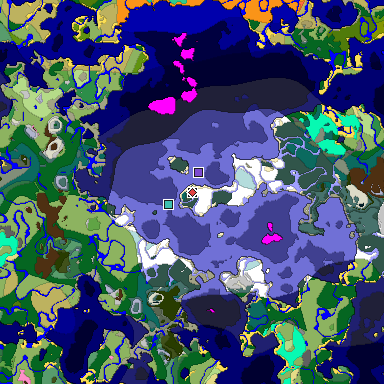 Predicted biome map of Java 1.20 seed 2083978515232053174 around estimated spawn