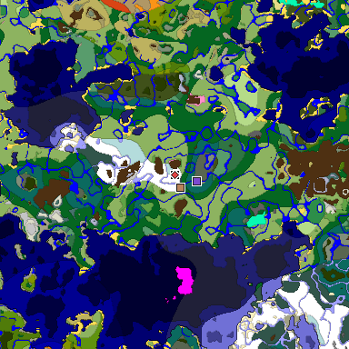 Predicted biome map of Java 1.20 seed 5760668987715993442 around estimated spawn