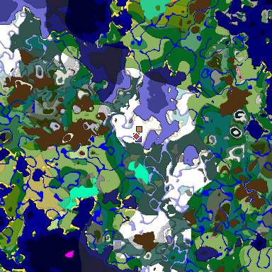 Predicted biome map of Java 1.20 seed -5472652978708903690 around estimated spawn