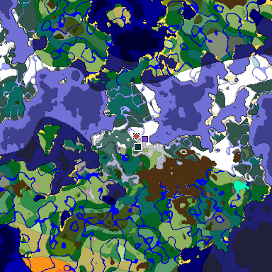 Predicted biome map of Java 1.20 seed -3083998496052180589 around estimated spawn