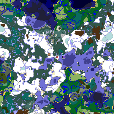 Predicted biome map of Java 1.20 seed 4907098923235539508 around estimated spawn