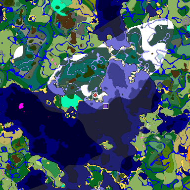 Predicted biome map of Java 1.20 seed 398625013458068711 around estimated spawn