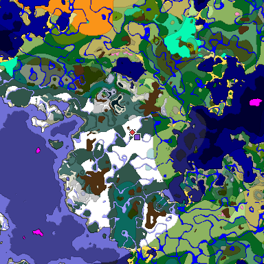 Predicted biome map of Java 1.20 seed 6027078711101148228 around estimated spawn