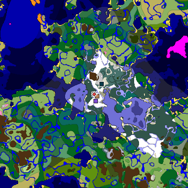 Predicted biome map of Java 1.20 seed 5349847338167897410 around estimated spawn