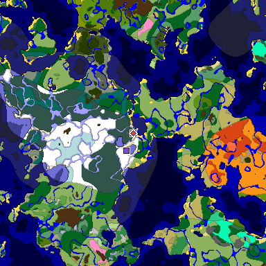 Predicted biome map of Java 1.20 seed 2184124076807833218 around estimated spawn
