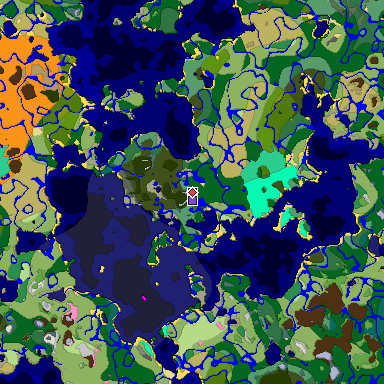 Predicted biome map of Java 1.20 seed -4452400144954112181 around estimated spawn