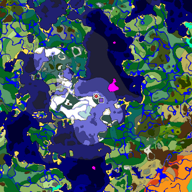 Predicted biome map of Java 1.20 seed 5465220913859611666 around estimated spawn