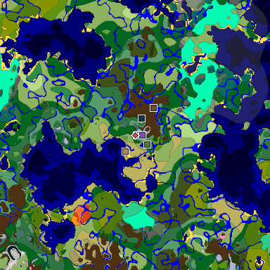 Predicted biome map of Java 1.20 seed -6161138184305436875 around estimated spawn