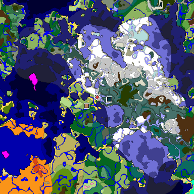 Predicted biome map of Java 1.20 seed 5526469384319638770 around estimated spawn