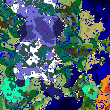 Predicted biome map of Java 1.20 seed 4988893569172736268 around estimated spawn