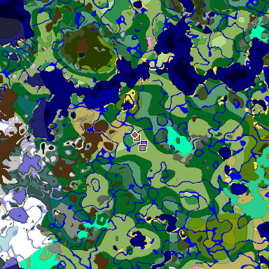 Predicted biome map of Java 1.20 seed -5989779088126142101 around estimated spawn