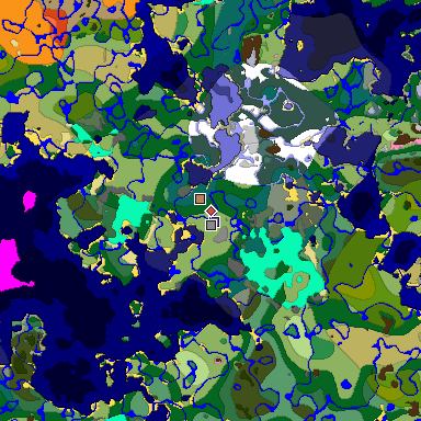 Predicted biome map of Java 1.20 seed 2085439976655820652 around estimated spawn