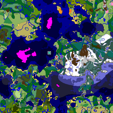 Predicted biome map of Java 1.20 seed -163203222171711114 around estimated spawn