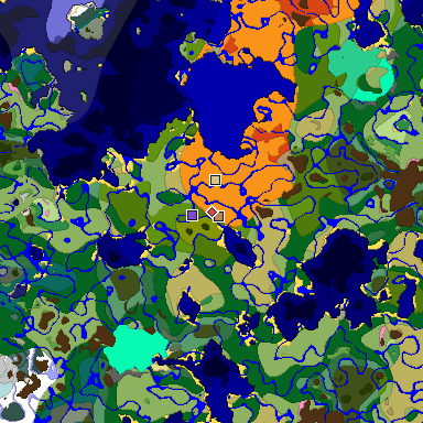 Predicted biome map of Java 1.20 seed -7201219630207382054 around estimated spawn