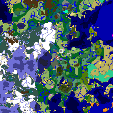 Predicted biome map of Java 1.20 seed 1307721248829779184 around estimated spawn