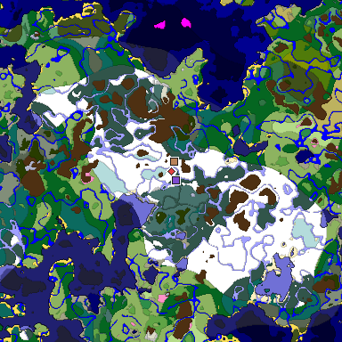 Predicted biome map of Java 1.20 seed -8470350451581337844 around estimated spawn