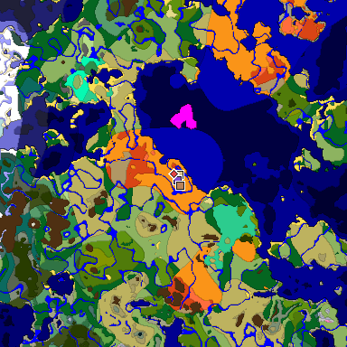 Predicted biome map of Java 1.20 seed 2596244314016007034 around estimated spawn
