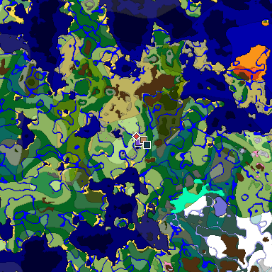 Predicted biome map of Java 1.20 seed 2708385219237586497 around estimated spawn