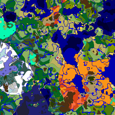 Predicted biome map of Java 1.20 seed -1707811607073932783 around estimated spawn