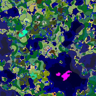 Predicted biome map of Java 1.20 seed 5019780056763170492 around estimated spawn