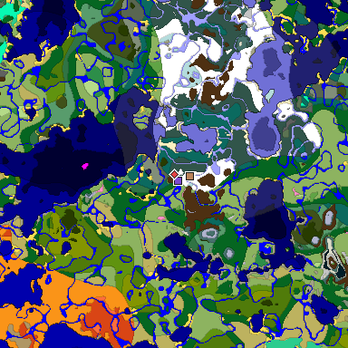 Predicted biome map of Java 1.20 seed -2053927884280521746 around estimated spawn