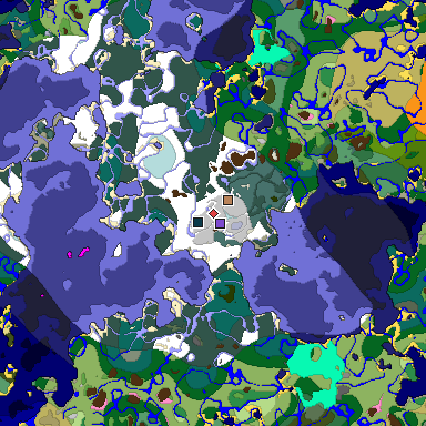 Predicted biome map of Java 1.20 seed -8621290807130737331 around estimated spawn
