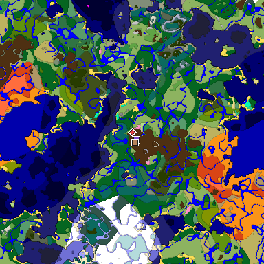 Predicted biome map of Java 1.20 seed -8592397585920859238 around estimated spawn