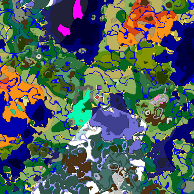 Predicted biome map of Java 1.20 seed 238640172553984036 around estimated spawn