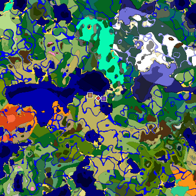 Predicted biome map of Java 1.20 seed -3151097491773142192 around estimated spawn