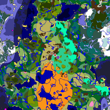 Predicted biome map of Java 1.20 seed 6048345107413163617 around estimated spawn