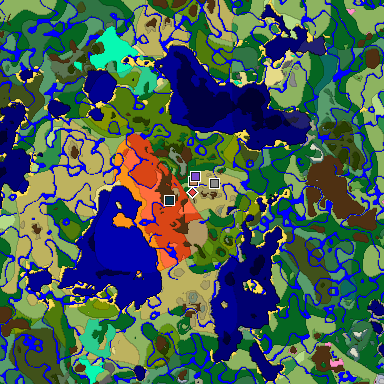 Predicted biome map of Java 1.20 seed 6305336858204639857 around estimated spawn