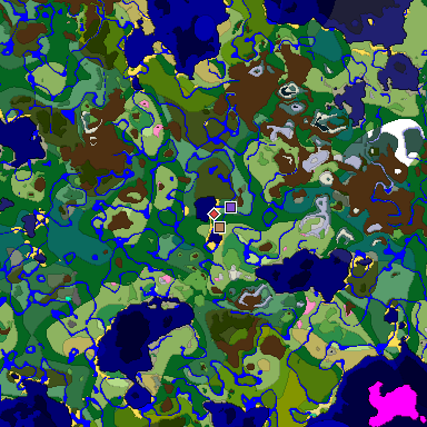 Predicted biome map of Java 1.20 seed -1963022441372371198 around estimated spawn