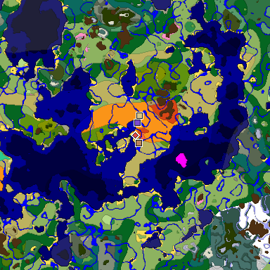 Predicted biome map of Java 1.20 seed -1666491378909520525 around estimated spawn