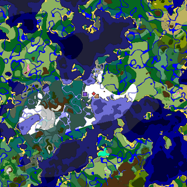 Predicted biome map of Java 1.20 seed 5094483728549279010 around estimated spawn