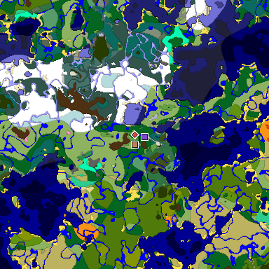 Predicted biome map of Java 1.20 seed -7159541671002173416 around estimated spawn