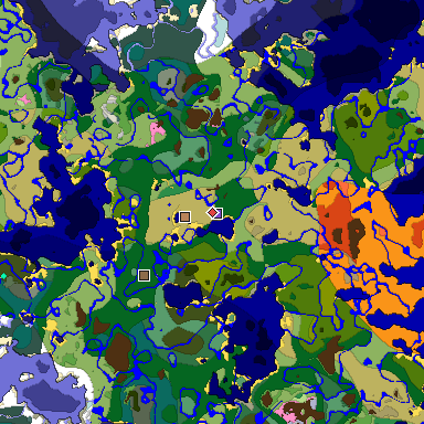 Predicted biome map of Java 1.20 seed -6242784459319886406 around estimated spawn