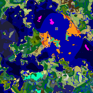Predicted biome map of Java 1.20 seed 6646402035927925096 around estimated spawn