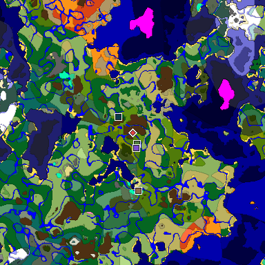 Predicted biome map of Java 1.20 seed -5527136738262009654 around estimated spawn