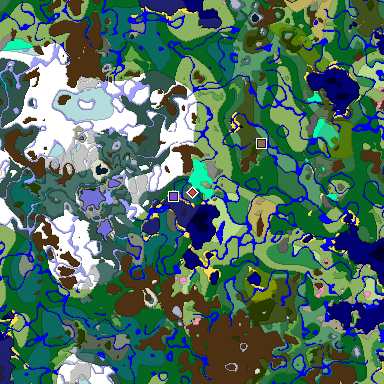 Predicted biome map of Java 1.20 seed 7478441415166811472 around estimated spawn